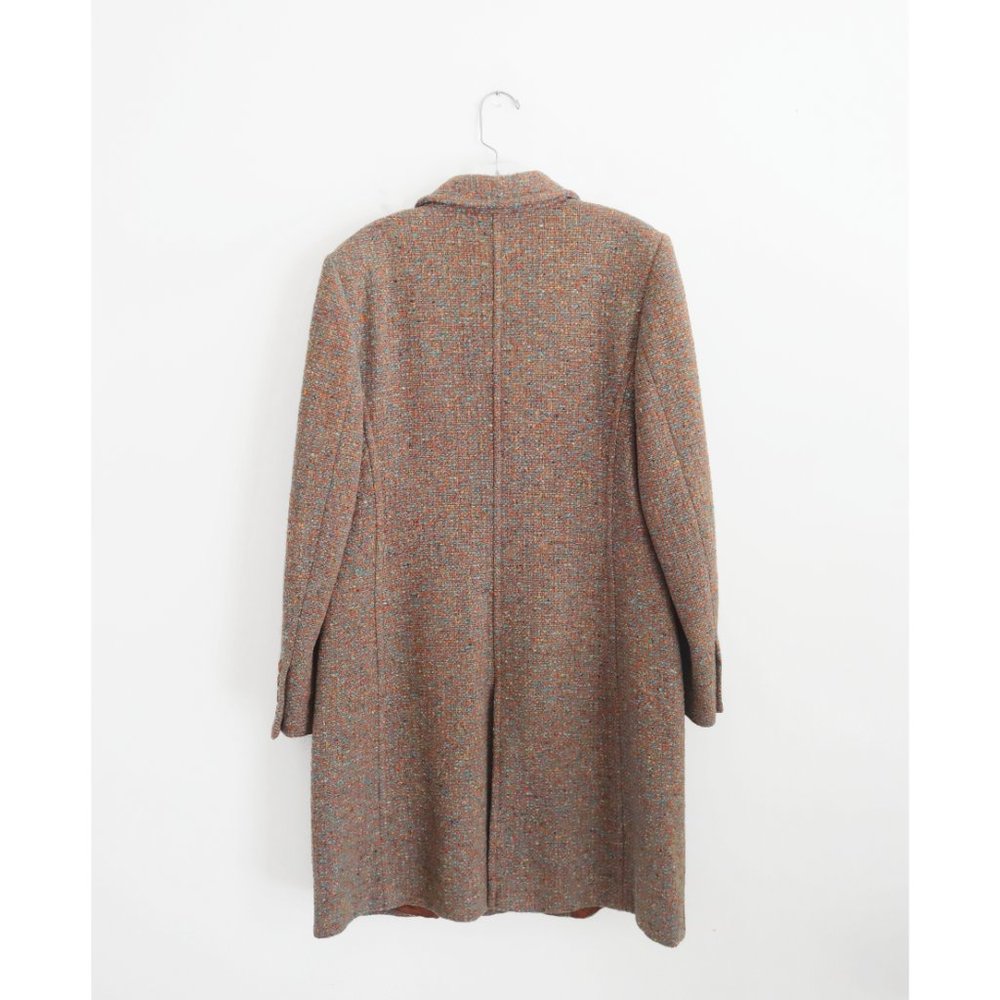 Vintage 90s 00s Ada Parini by ICA Cyan Orange Wool Tweed Coat size IT 46 US 10 - Picture 2 of 8